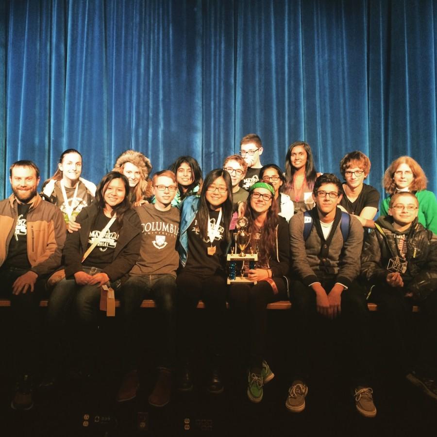 The Mayfield Science Olympiad team with their trophy. Photo provided by Steph Lamb