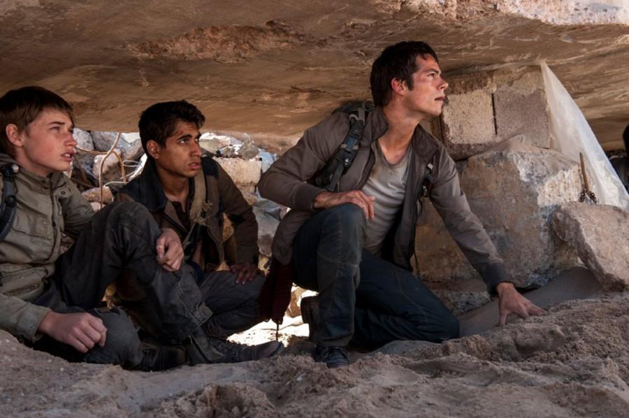 Alexander Flores, Dylan OBrien and Jacob Lofland in Maze Runner: The Scorch Trials.