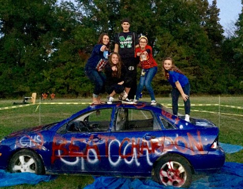The senior class officers and delegates decorated the car and led the fundraiser. Students could pay $3 to hit the car with a baseball bat for 10 seconds.