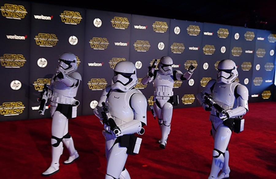 The iconic storm troopers of the beloved Star Wars world marched along the red carpet at the Hollywood premiere of the latest installment, The Force Awakens. The largely anticipated film was released in theaters on Friday, Dec. 18.