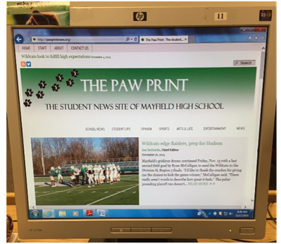 The Paw Print, Mayfield High School’s newspaper, is pictured here. The Paw Print has brought numerous new aspects to the school through its positive influence, passion, and honesty.