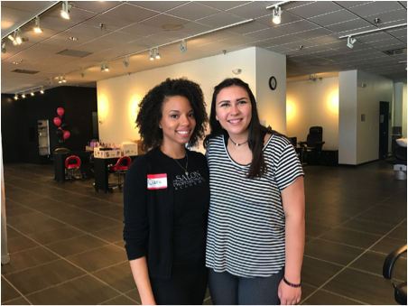 Andrea Melaragno worked with Cierra Jacks (left) to make the Haircuts for Care fundraiser a success.