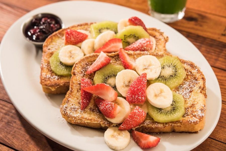 Seasonal item, Floridian French Toast, served at First Watch is swimming in syrup and fresh, tasty fruit.