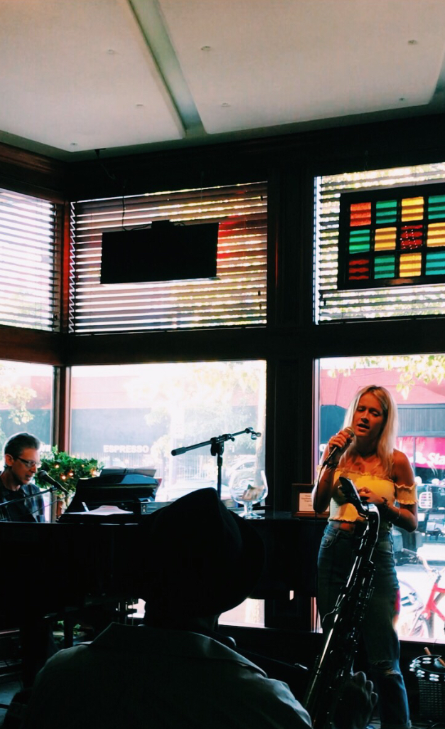 Maddie Foresta sings at one of her many gigs to get her voice and name out to the public. Foresta said, “I would love to use the gigs I have booked to help my music producing thrive.”