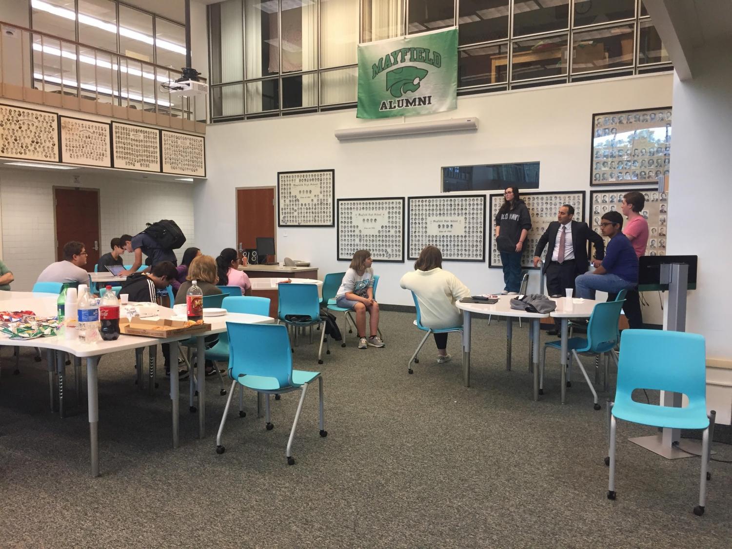 Mock Trial club members attend the first meeting in the Alumni Commons to learn what to expect from the club this year.