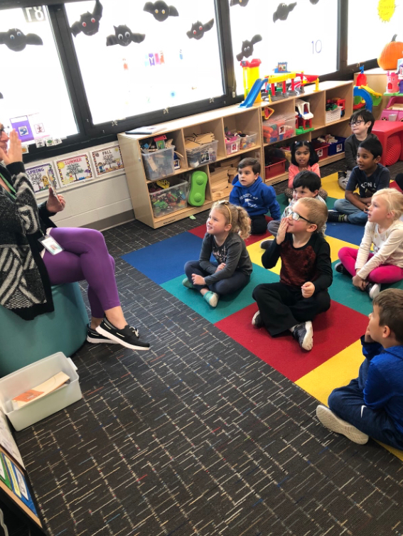 Missy Armstrong’s class does a fun activity for Halloween in the new classroom. 
