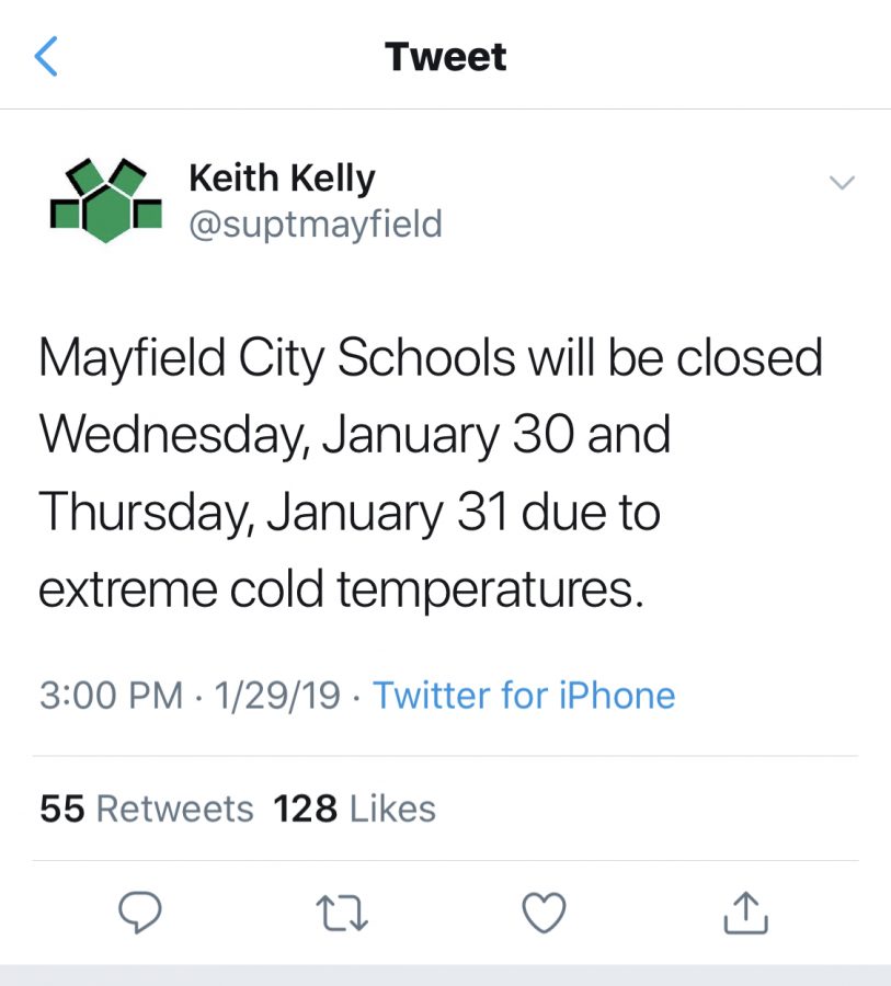 Dr. Kelly closes school due to sub-zero temps