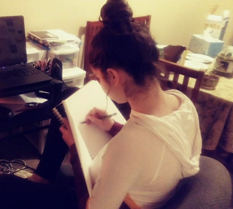 Sophomore Ofelia Yeghiyan uses her sketchbook for many of her drawings. 
