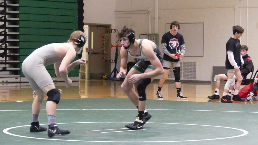 Rory Nolan takes on an opponent at a recent match held at MHS.  Nolan and other winter sports athletes havent enjoyed days off despite having school canceled.  