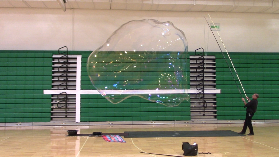 Gary Pearlman performs a test run of the bubble in the Wood Gym.
