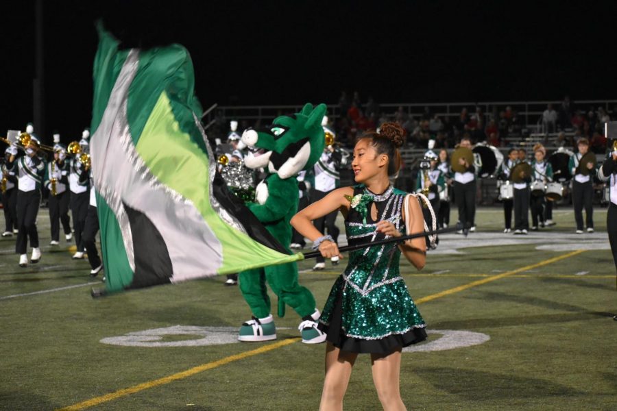 The auxiliary performs on Sept. 27, 2019 in the varsity football game against Chardon.