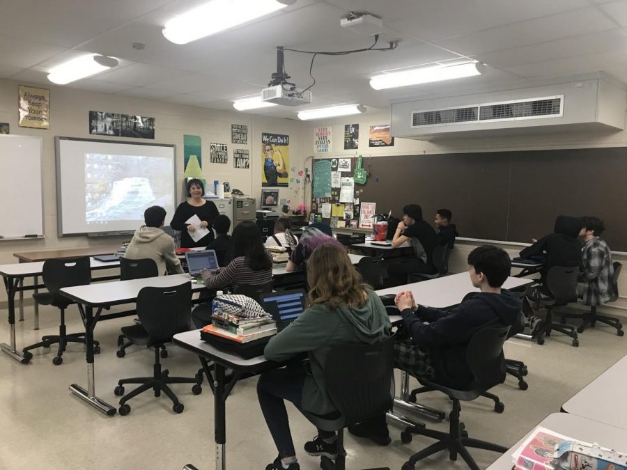 Hello, My Name Is...

Ms. Jennifer Cioffi talks to her class about making effective speeches in her Communications class. 