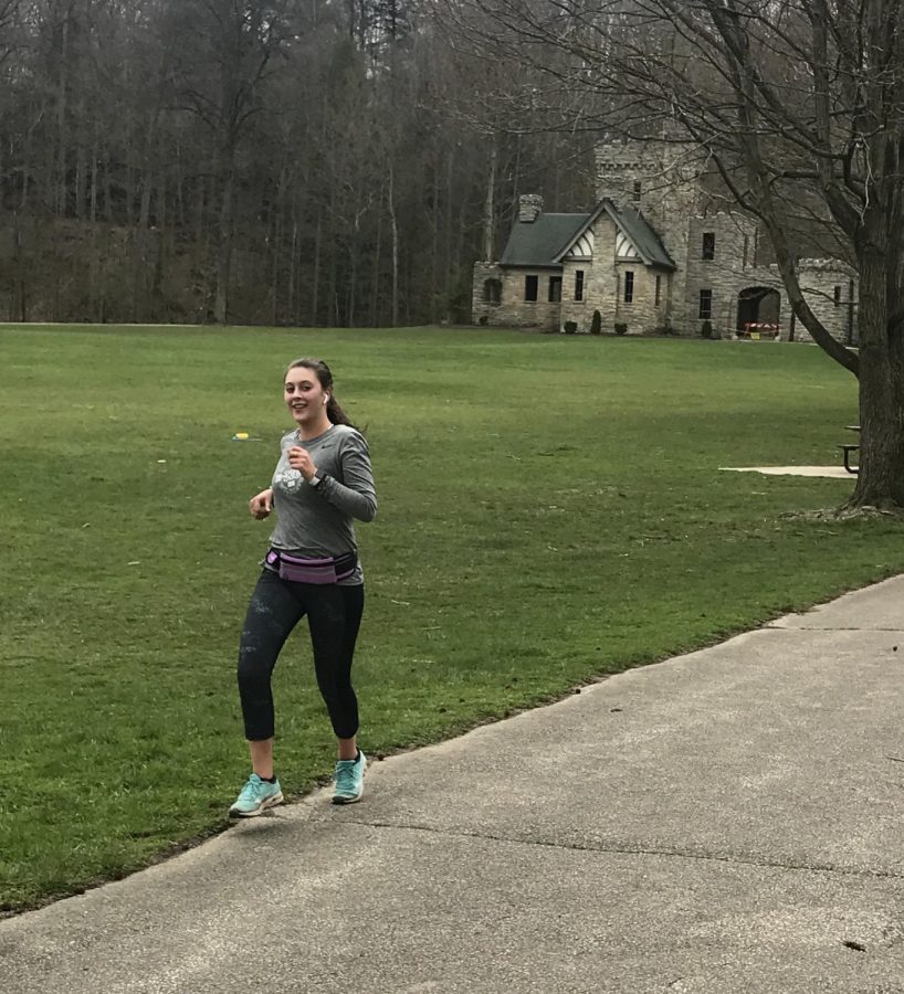 Anna Blum runs in the Metroparks near Squires Castle.  The canceled track season meant Blum and other seniors missed out on the opportunity to compete one more time for Mayfield.