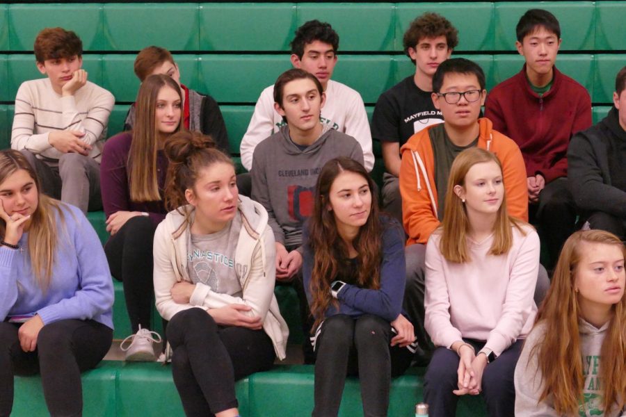 Members of the junior class listen to Career Day speakers in January.  Unfortunately, juniors were unable to attend other social events with their friends in April and May, including Prom.