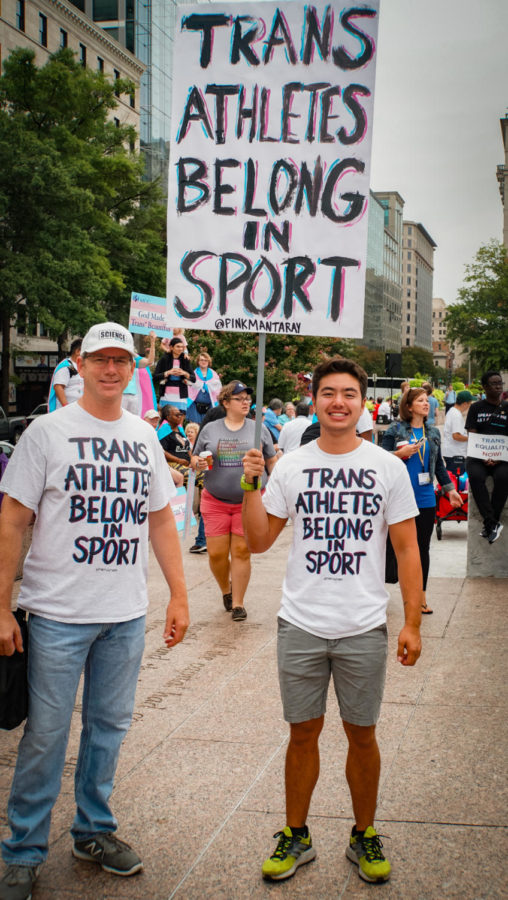 Supporters of equality marched in Washington, D.C. in 2019.  Gretchen Zito, a member of the LGBTQ+ community, said about trans athletes, “The notion that they cannot play because they are transgender implies that they are not real men and women which is simply not true. It can lead to death and many other issues because of this.” 