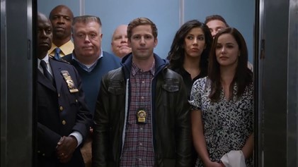 The entire squad squeezes into the elevator one last time. For some, it’s their last time leaving the precinct as a detective. 