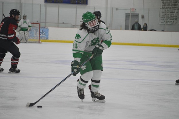 In a game last season, Myles Haluszka prepares to take a shot on goal.