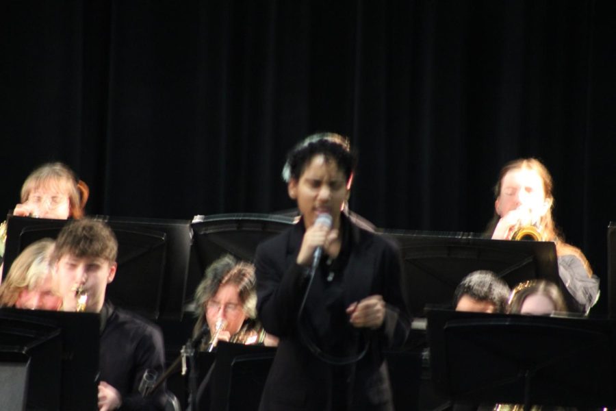 The Jazz Band performs a holiday song at their December concert.