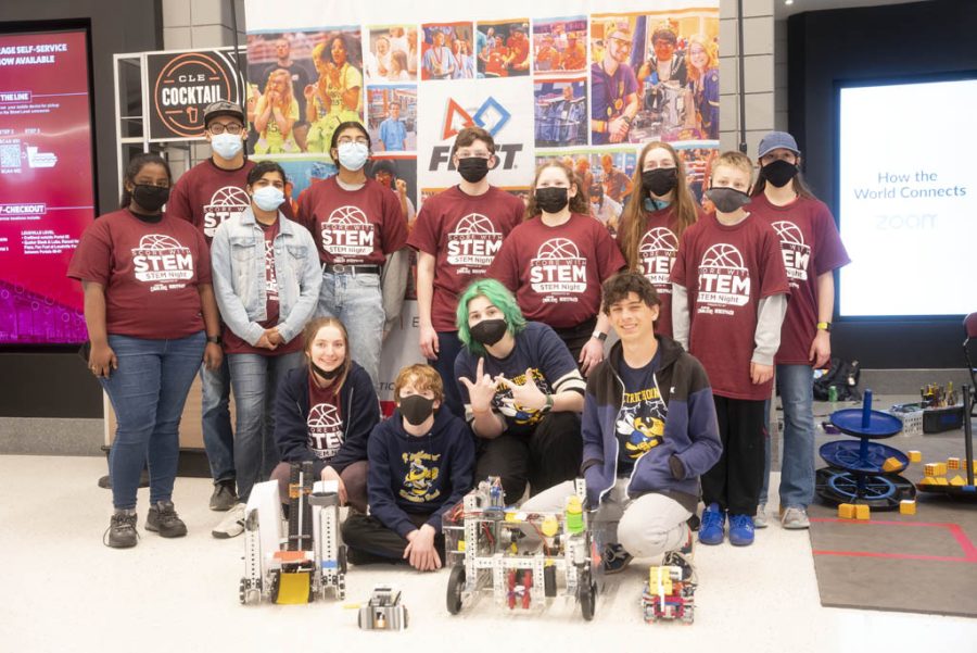 At a Score event last year, Mayfields Clawtech and Kirtland High Schools robotics team attend a STEM outreach event sponsored by the Cleveland Cavaliers and NeoSTEM to provoke science appreciation in the community. 
