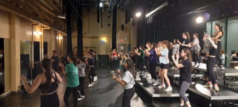 Director Larry Braun teaches choreography to his LTD members, as they learn the song Levitating by Dua Lupa. LTD performs at Berea-Midpark High School on Sunday, Dec. 11 and then at Mayfield for the holiday concert on Tuesday, Dec. 13.