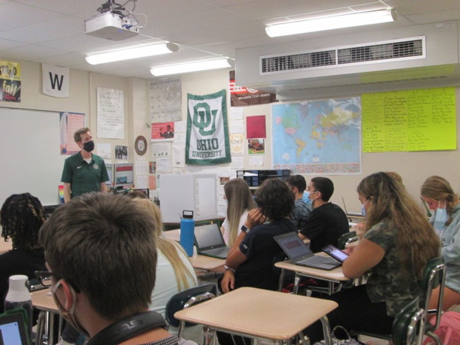 AP Government teacher Ryan Pubentz, seen here instructing a class last school year, has been preparing his 2nd period AP Government class for this years AP Exam, which takes place at 8:00am on Monday, May 1.