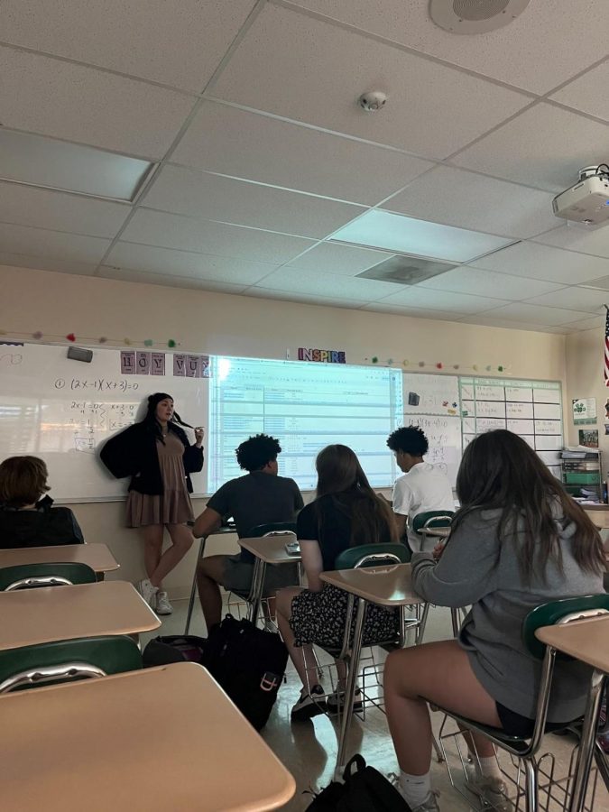 Math 2 teacher Dria Kerman prepares her students for the EOC.